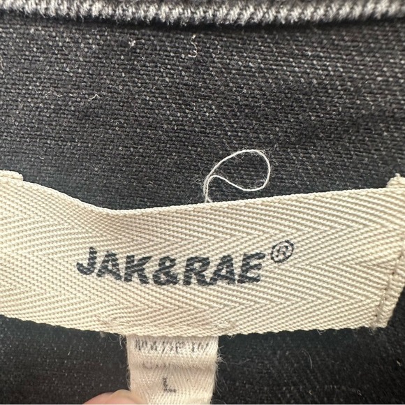 Jak & Rae Saks 5th Ave Tan Sherpa Sleeved Black Denim Trucker Jacket Size Large - Picture 10 of 13